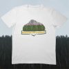 organichen-pamuk-teniska-byala-vrachanski-balkan White unisex T-shirt featuring an illustration of Vrachanski Balkan mountains, trees, and the text "Врачански Балкан" in Cyrillic.