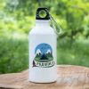 butilka-rodopi-za-planina Lightweight 400ml aluminum water bottle featuring a Rhodope Mountains-inspired design with a tent and nature elements, ideal for hiking and daily use.