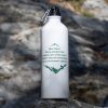 Durable 800ml aluminum bottle featuring an inspiring inscription about Pirin Mountain. Lightweight, portable, and equipped with a carabiner.