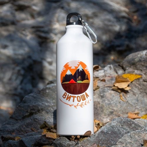 butilka-za-voda-prehodi-vitosha Lightweight 800ml aluminum bottle featuring a Vitosha mountain-inspired design. Durable, easy to carry, and perfect for outdoor adventures.