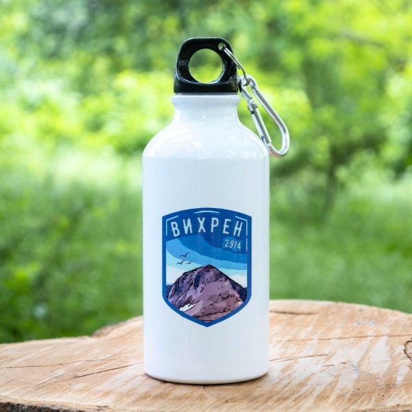 Lightweight 400ml aluminum bottle with Vihren Peak design, perfect for hiking and daily use.