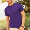 Man wearing purple cotton t-shirt, promotional apparel suitable for custom printing and embroidery