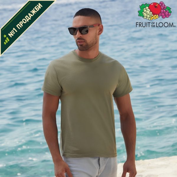 mazhka-maslinozelena-teniska-145g-pamuk-za-pechat-i-brandirane Men's olive green cotton t-shirt 145 g/m² lightweight breathable fabric for custom printing branding promotional events and everyday wear