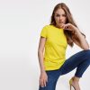damska-zhalta-teniska-170g-100-pamuk-za-pechat-i-brandirane Women's yellow cotton t-shirt 170 g/m² made from 100% cotton for custom printing, promotional clothing and corporate branding
