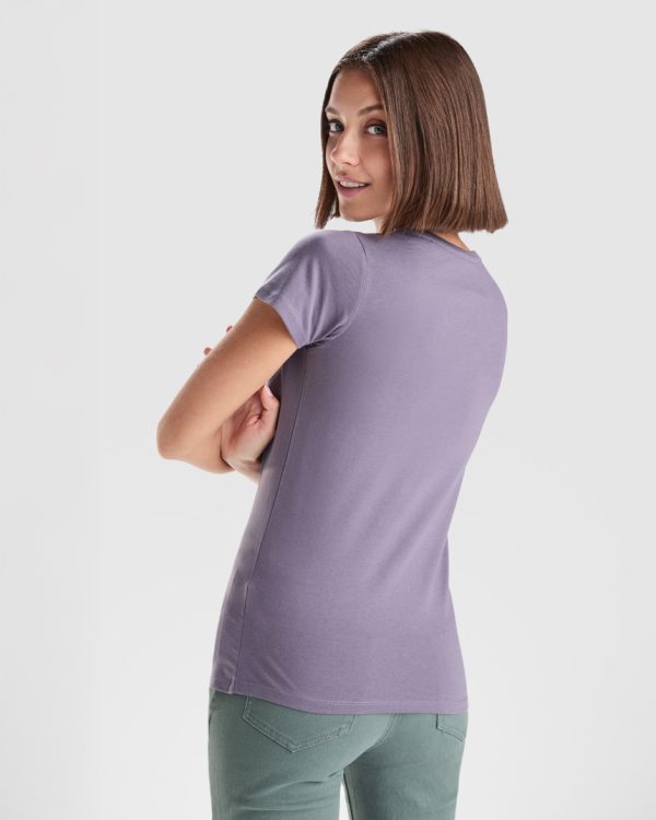 Women's lavender organic cotton t-shirt back view 175 g/m² premium quality made from 100% organic cotton for custom printing branding and sustainable fashion