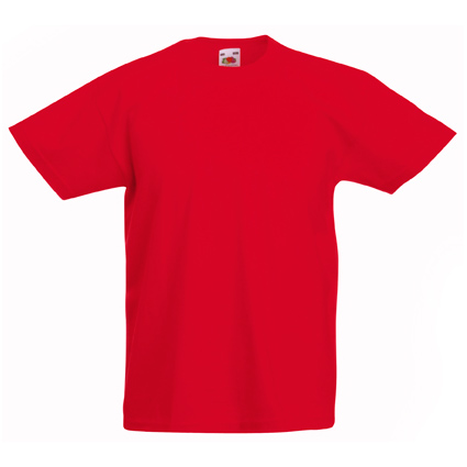 Kids red cotton t-shirt for custom printing, embroidery and promotional branding, 145 g/m²