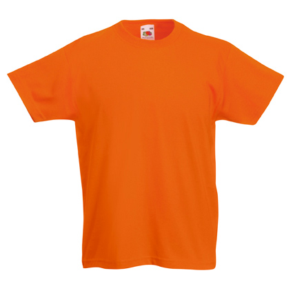 Kids orange cotton t-shirt for custom printing, embroidery and promotional branding, 145 g/m²