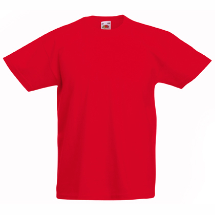 Kids red cotton t-shirt for custom printing, embroidery and promotional branding, 165 g/m²