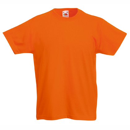 Kids orange cotton t-shirt for custom printing, embroidery and promotional branding, 165 g/m²