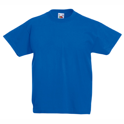 Kids royal blue cotton t-shirt for custom printing, embroidery and promotional branding, 165 g/m²