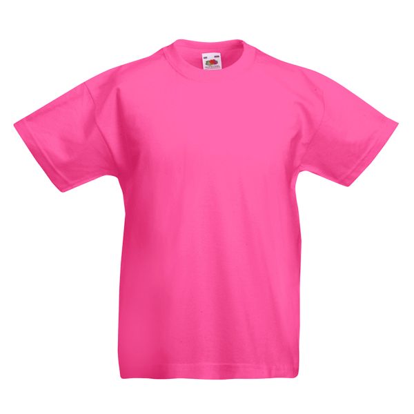 Kids fuchsia cotton t-shirt for custom printing, embroidery and promotional branding, 165 g/m²