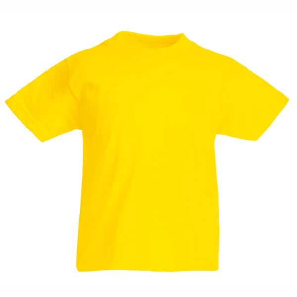 Kids yellow cotton t-shirt for custom printing, embroidery and promotional branding, 165 g/m²