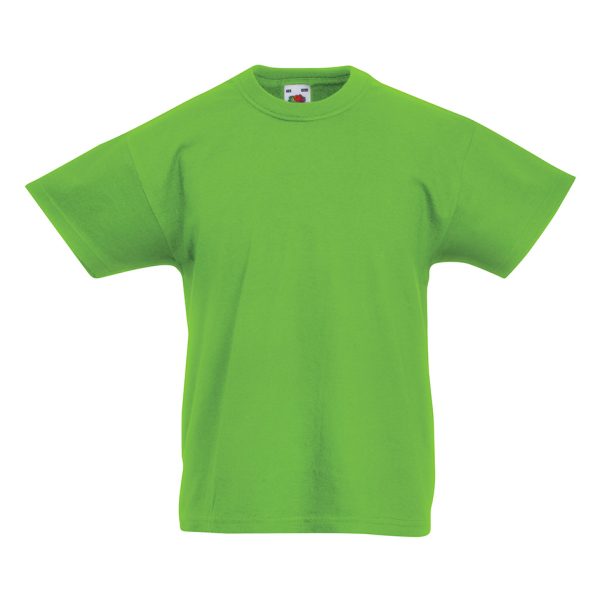 Kids lime green cotton t-shirt for custom printing, embroidery and promotional branding, 165 g/m²