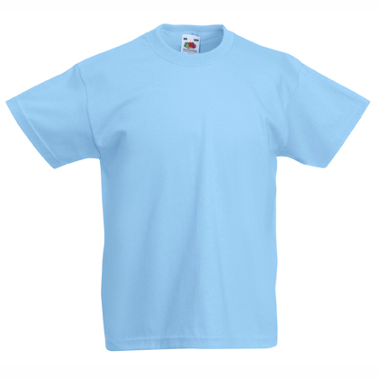Kids sky blue cotton t-shirt for custom printing, embroidery and promotional branding, 165 g/m²