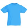 Kids azure blue cotton t-shirt for custom printing, embroidery and promotional branding, 165 g/m²