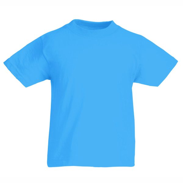 Kids azure blue cotton t-shirt for custom printing, embroidery and promotional branding, 165 g/m²