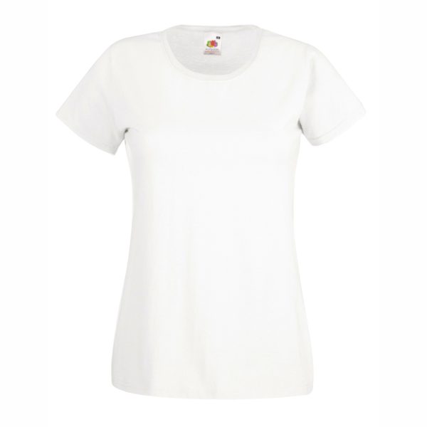 Women's white cotton t-shirt with fitted silhouette for custom printing, embroidery and promotional branding, 165 g/m²