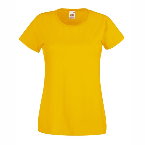 Women's sunflower yellow cotton t-shirt with fitted silhouette for custom printing, embroidery and promotional branding, 165 g/m²