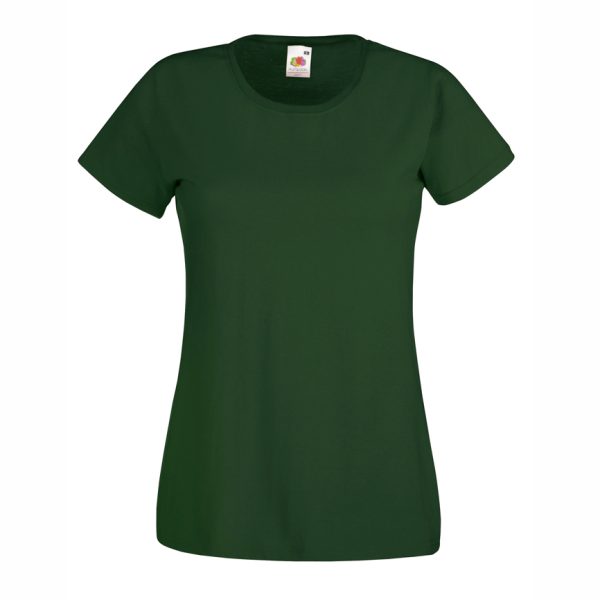 Women's bottle green cotton t-shirt with fitted silhouette for custom printing, embroidery and promotional branding, 165 g/m²