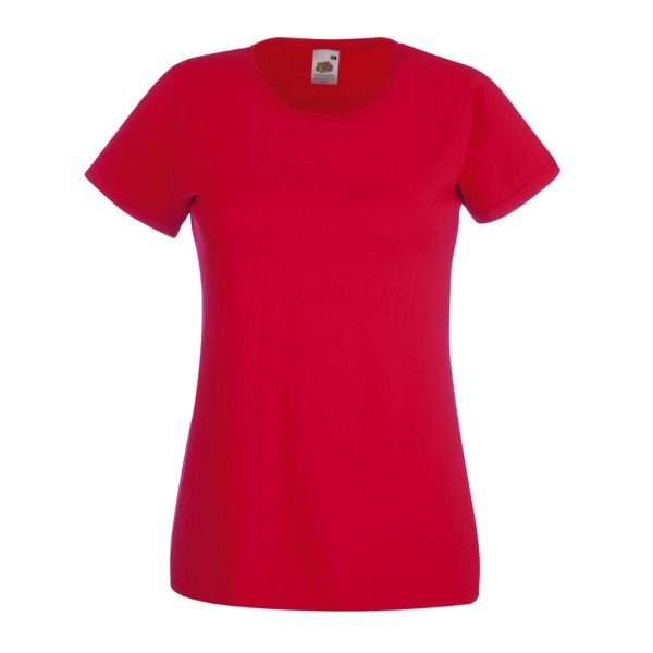 Women's red cotton t-shirt with fitted silhouette for custom printing, embroidery and promotional branding, 165 g/m²