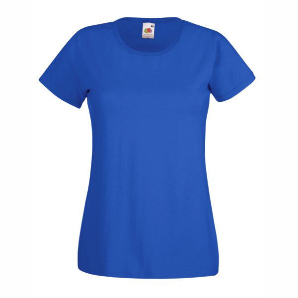 Women's royal blue cotton t-shirt with fitted silhouette for custom printing, embroidery and promotional branding, 165 g/m²