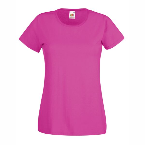 Women's fuchsia cotton t-shirt with fitted silhouette for custom printing, embroidery and promotional branding, 165 g/m²