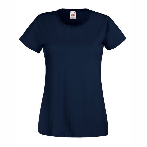Women's deep navy cotton t-shirt with fitted silhouette for custom printing, embroidery and promotional branding, 165 g/m²