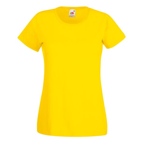 Women's yellow cotton t-shirt with fitted silhouette for custom printing, embroidery and promotional branding, 165 g/m²