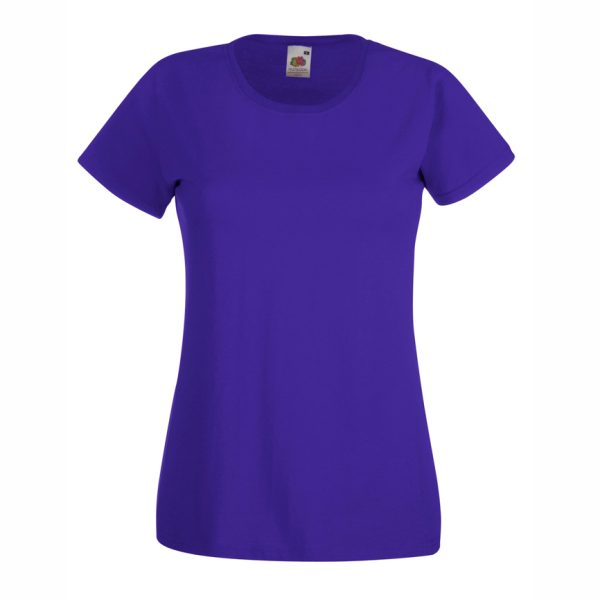Women's purple cotton t-shirt with fitted silhouette for custom printing, embroidery and promotional branding, 165 g/m²