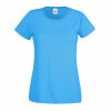 Women's azure blue cotton t-shirt with fitted silhouette for custom printing, embroidery and promotional branding, 165 g/m²