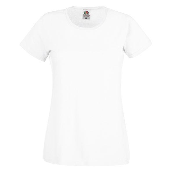 Women's white cotton t-shirt with fitted silhouette for custom printing, embroidery and corporate branding