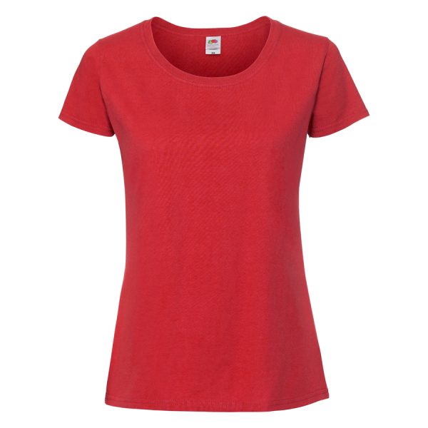 Women's red cotton t-shirt with fitted silhouette for custom printing, embroidery and promotional branding, 195 g/m²