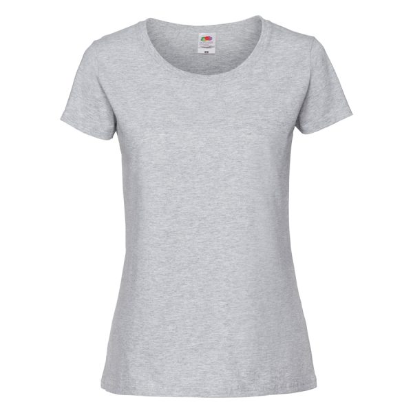 Women's heather grey cotton t-shirt with fitted silhouette for custom printing, embroidery and promotional branding, 195 g/m²