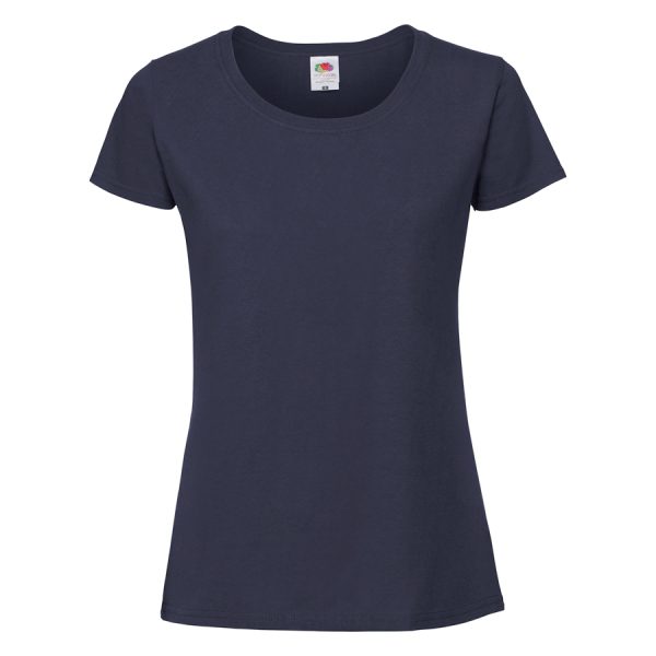 Women's deep navy cotton t-shirt with fitted silhouette for custom printing, embroidery and promotional branding, 195 g/m²