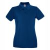 damska-tumnosinya-polo-teniska-100-pamuk-za-brandirane Women's navy blue 100% cotton polo shirt for corporate workwear, branding, embroidery, DTF printing and promotional campaigns.