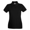 damska-cherna-polo-teniska-100-pamuk-za-brandirane Women's black 100% cotton polo shirt for corporate workwear, branding, embroidery, DTF printing and promotional campaigns.