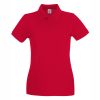damska-chervena-polo-teniska-100-pamuk-za-brandirane Women's red 100% cotton polo shirt for corporate workwear, branding, embroidery, DTF printing and promotional campaigns.