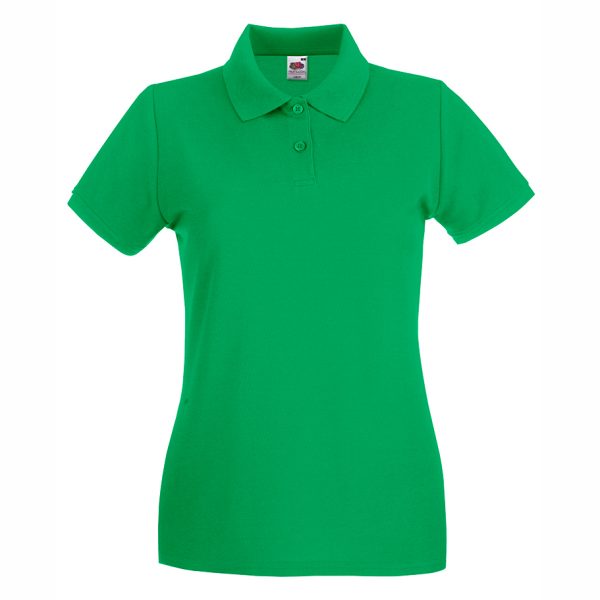 damska-kelly-zelena-polo-teniska-100-pamuk-za-brandirane Women's Kelly Green 100% cotton polo shirt for corporate workwear, branding, embroidery, DTF printing and promotional campaigns.