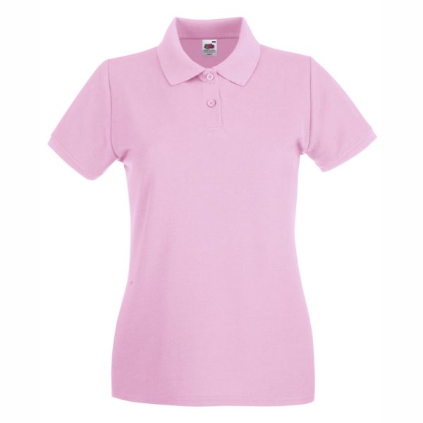damska-light-pink-polo-teniska-100-pamuk-za-brandirane Women's Light Pink 100% cotton polo shirt for corporate workwear, branding, embroidery, DTF printing and promotional clothing.