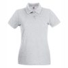 damska-heather-grey-polo-teniska-100-pamuk-za-brandirane Women's Heather Grey 100% cotton polo shirt for corporate workwear, branding, embroidery, DTF printing and promotional clothing.