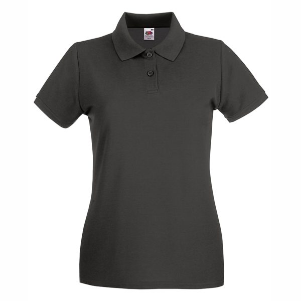 damska-light-graphite-polo-teniska-100-pamuk-za-brandirane Women's Light Graphite 100% cotton polo shirt for corporate workwear, branding, embroidery, DTF printing and promotional clothing.