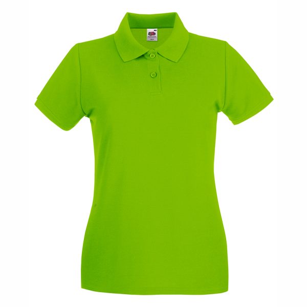 damska-lime-polo-teniska-100-pamuk-za-brandirane Women's Lime 100% cotton polo shirt for corporate workwear, branding, embroidery, DTF printing and promotional clothing.