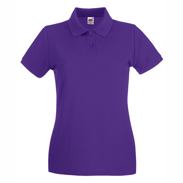 damska-purple-polo-teniska-100-pamuk-za-brandirane Women's Purple 100% cotton polo shirt for corporate workwear, branding, embroidery, DTF printing and promotional clothing.