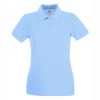 damska-sky-blue-polo-teniska-100-pamuk-za-brandirane Women's Sky Blue 100% cotton polo shirt with collar for corporate workwear, embroidery, DTF printing, branding and promotional apparel.