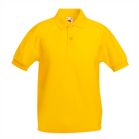 detska-slanchevo-jalta-polo-teniska-s-yaka-60-pamuk-40-poliester Kids' Sunflower yellow polo shirt with collar made from 60% cotton and 40% polyester for school uniforms, embroidery, custom printing and team apparel.