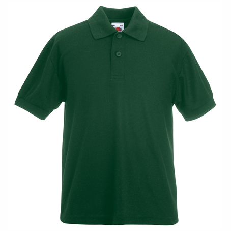 detska-bottle-green-polo-teniska-s-yaka-60-pamuk-40-poliester Kids' Bottle Green polo shirt with collar made from 60% cotton and 40% polyester for school uniforms, embroidery, custom printing and team apparel.