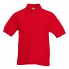 detska-chervena-polo-teniska-s-yaka-60-pamuk-40-poliester Kids' red polo shirt with collar made from 60% cotton and 40% polyester for school uniforms, embroidery, custom printing and team apparel.