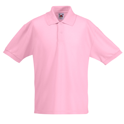 detska-light-pink-polo-teniska-s-yaka-60-pamuk-40-poliester Kids' Light Pink polo shirt with collar made from 60% cotton and 40% polyester for school uniforms, embroidery, custom printing and team apparel.