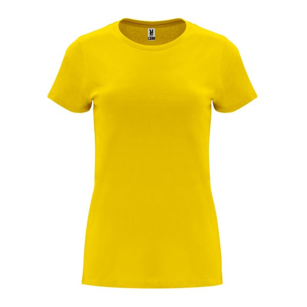 damska-slanchogledovo-jalta-teniska-170g-100-pamuk-za-pechat-i-brandirane Women's cotton t-shirt in sunflower yellow 170 g/m² made from 100% cotton for custom printing, promotional clothing and corporate branding