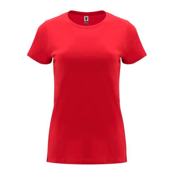 damska-chervena-teniska-170g-100-pamuk-za-pechat-i-brandirane Women's cotton t-shirt in red 170 g/m² made from 100% cotton for custom printing, promotional clothing and corporate branding